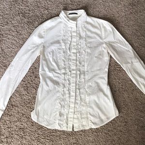 Elie Tahari white ruffle blouse